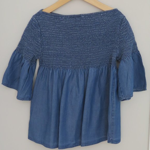 GAP KIDS - Chambray Smock top with ruffle sleeves - Picture 3 of 5
